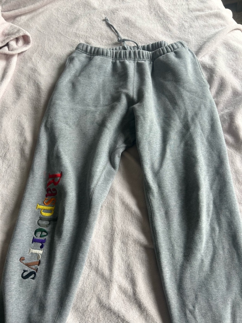 Grey Raspberrys Embroidered Logo Sweatpants - Men's Casual Joggers